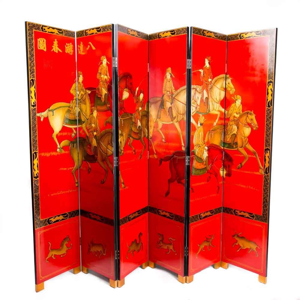 Chinese Room Divider Asian Paravent Handpainted Ba-da-you