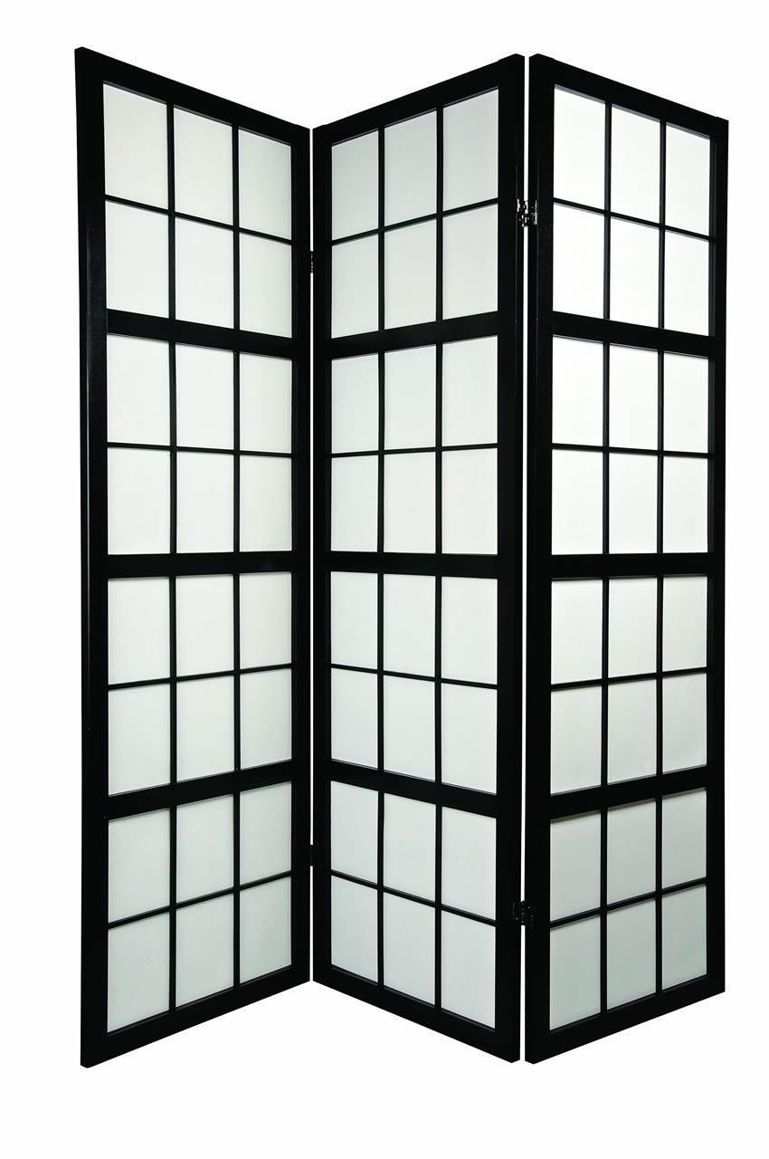 Japanese Room Divider Shoji Rice Paper 3 Panel Mado Black