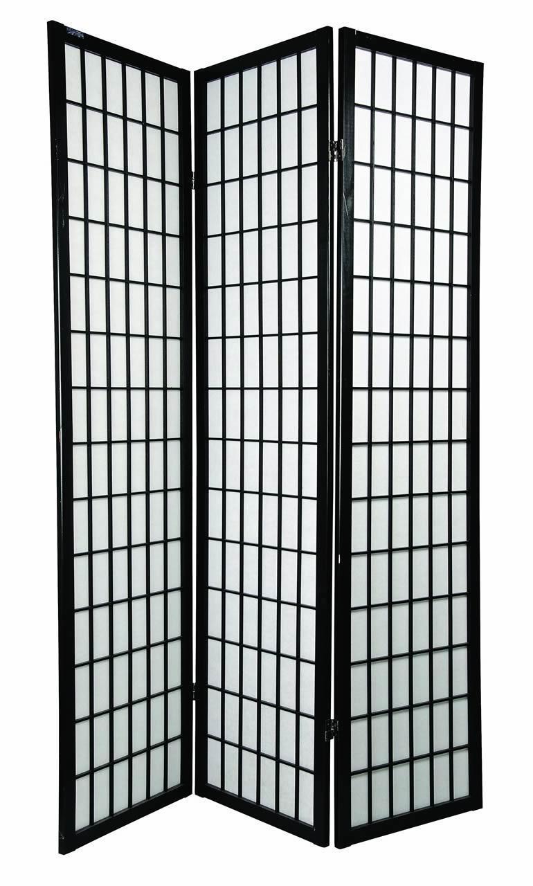 Japanese Room Divider Shoji Rice Paper 3 Panel Pane Black