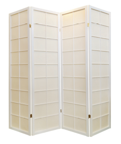 Japanese Room Divider Shoji Rice Paper 4 Panel Traditional white