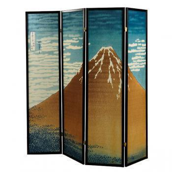 Japanese Room Divider Shoji Rice Paper 4 Panel Yama Mountain