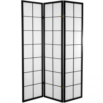 Japanese Room Divider Shoji Rice Paper 3 Panel Traditional Black